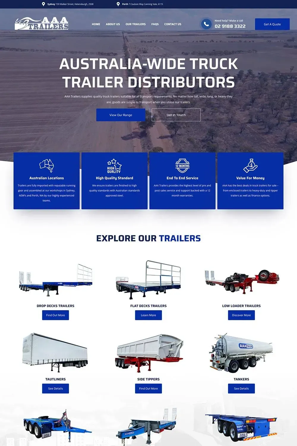 AAA Trailers home page preview