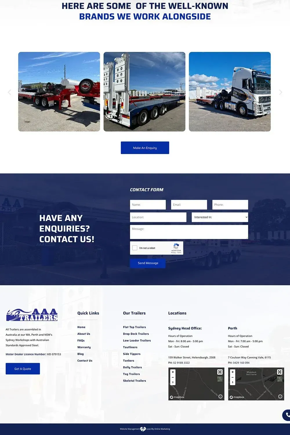 AAA Trailers home page preview (lower half)