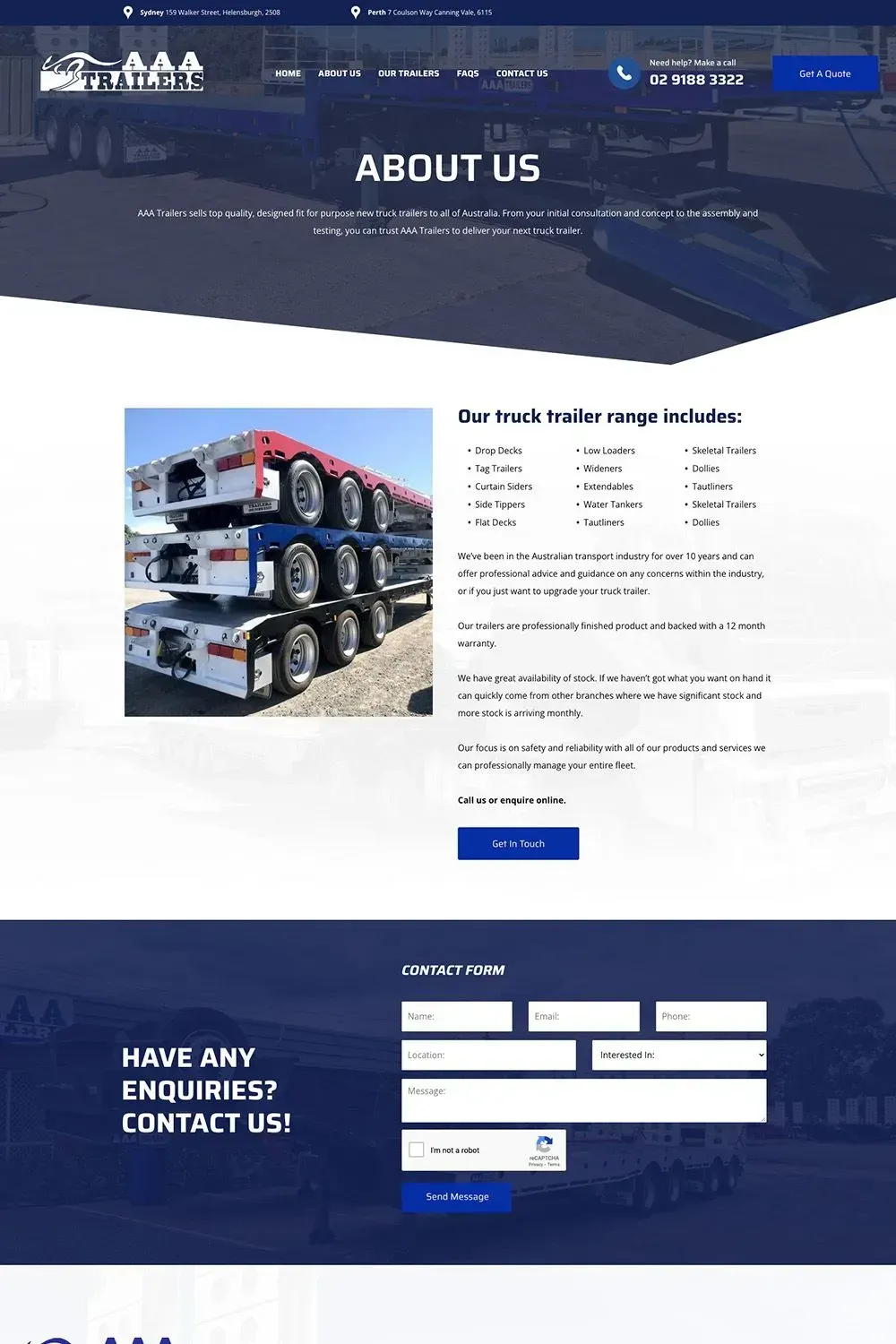 AAA Trailers about us page preview