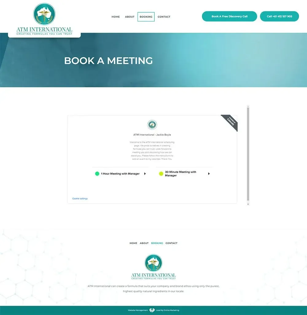 ATM International booking page preview