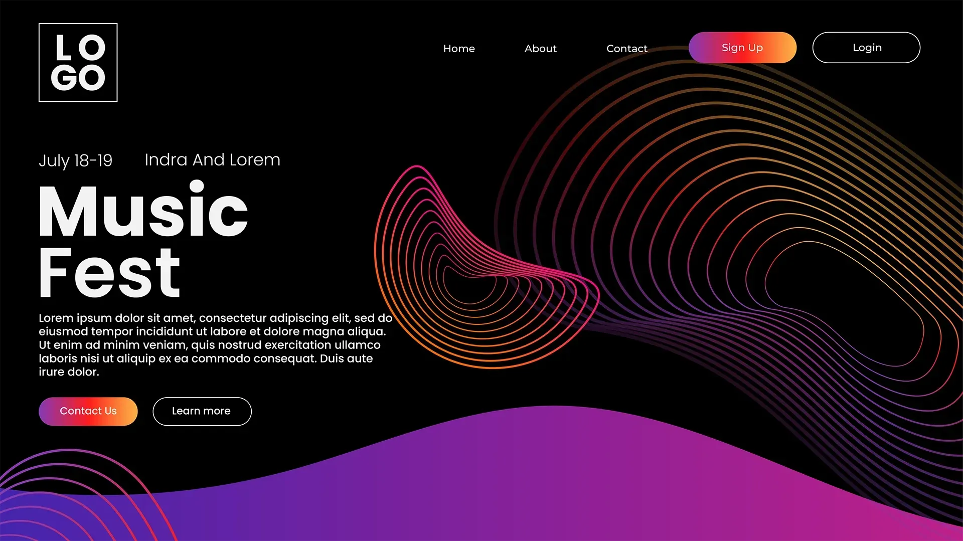 gradient and neon accents website