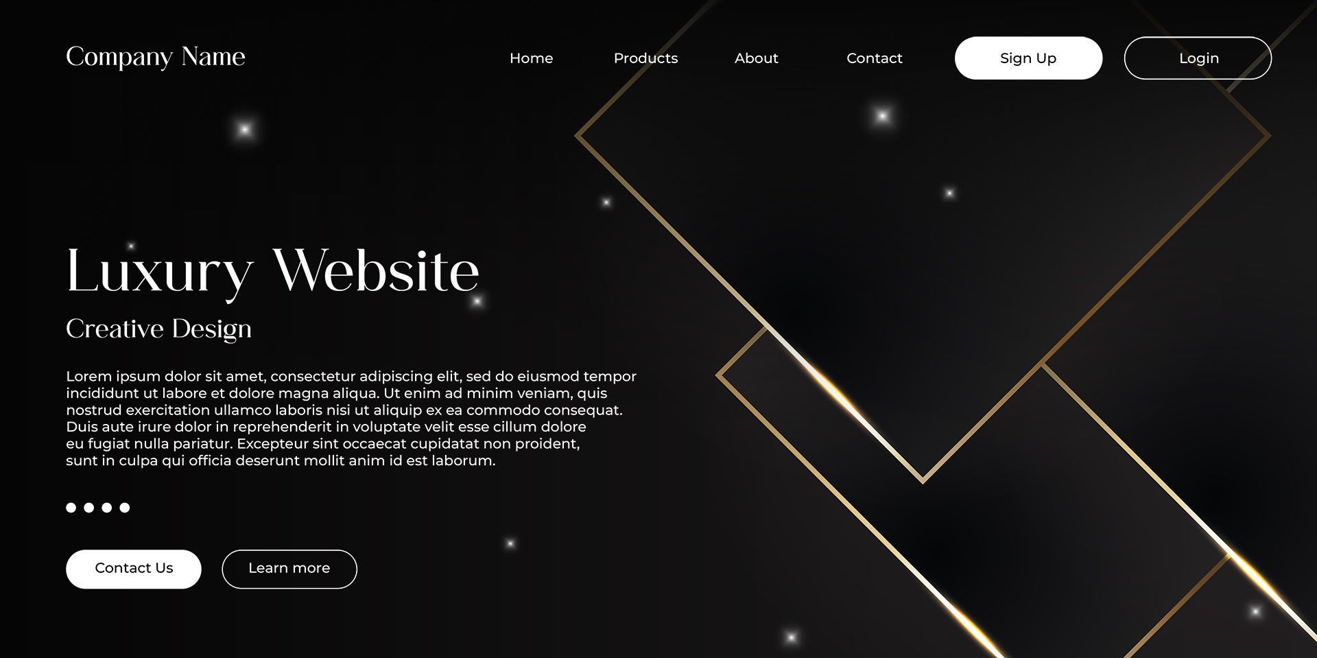 black and gold website mockup