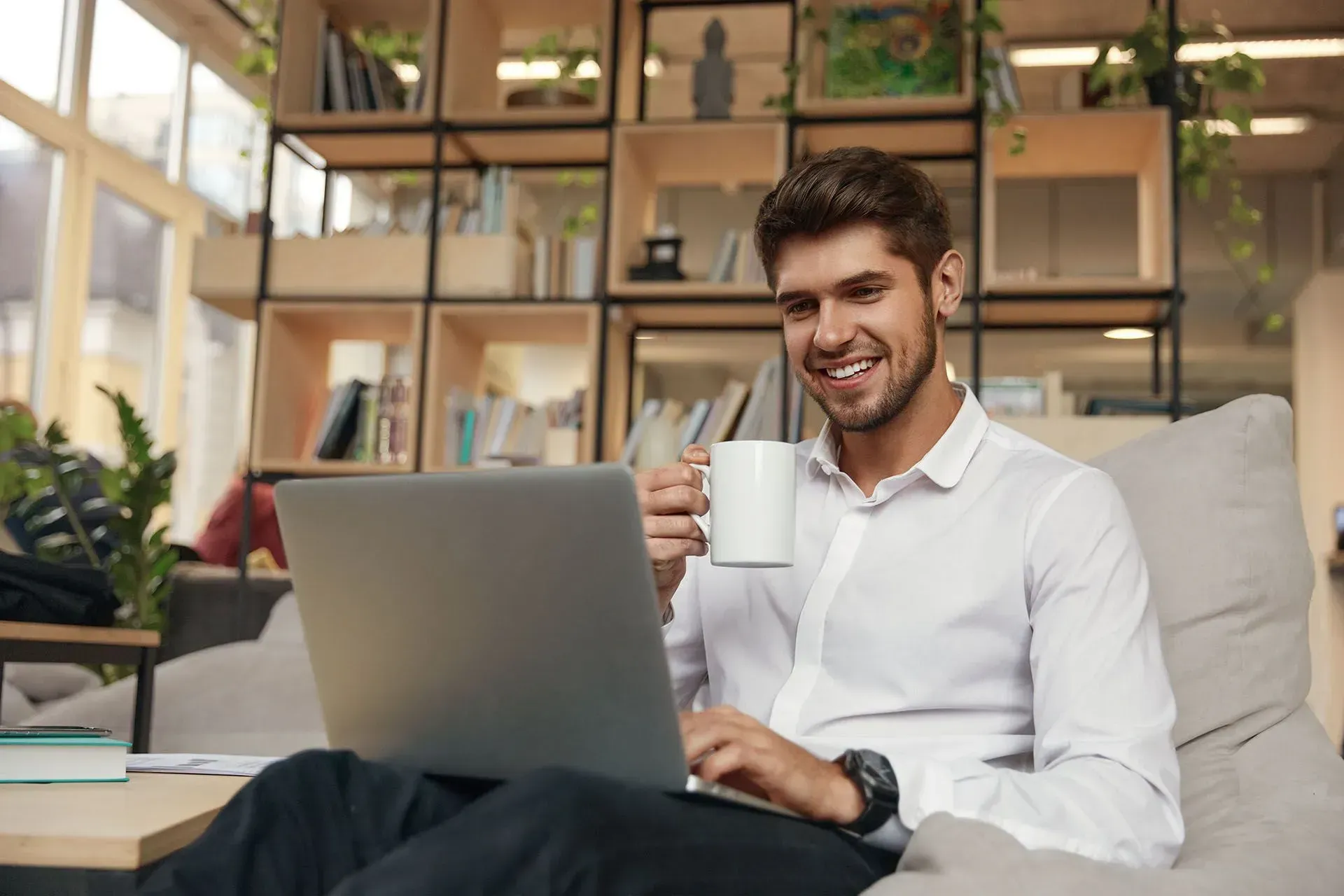 man using laptop