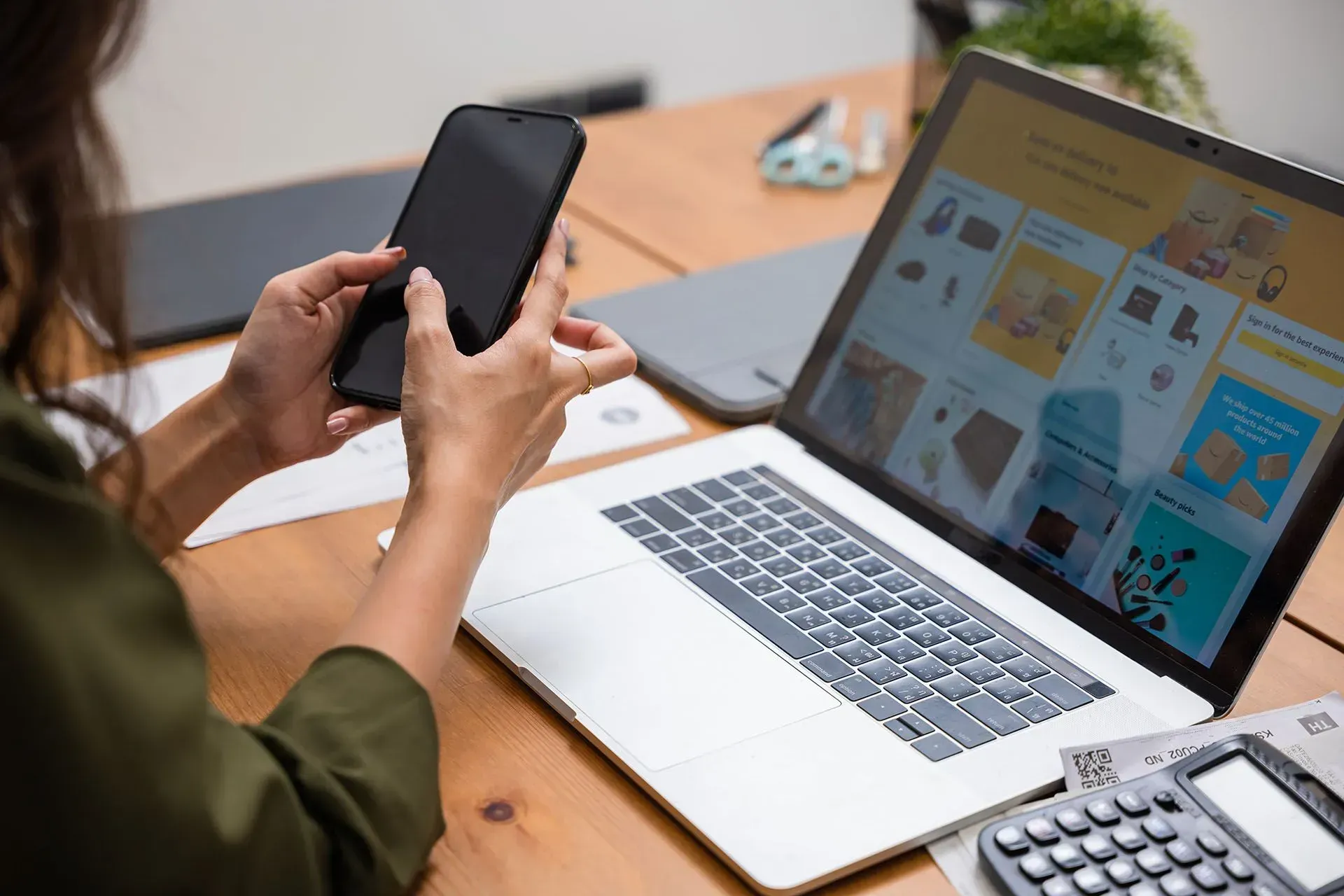 woman using smartphone