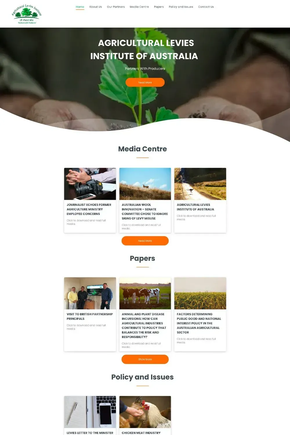 Agricultural Levies Institute of Australia home page preview