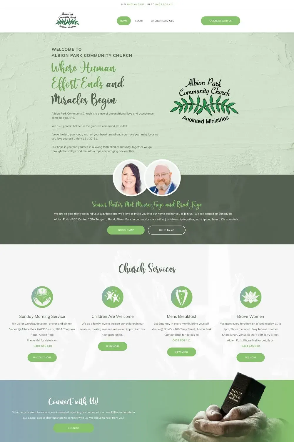 Albion Park Community Church home page preview