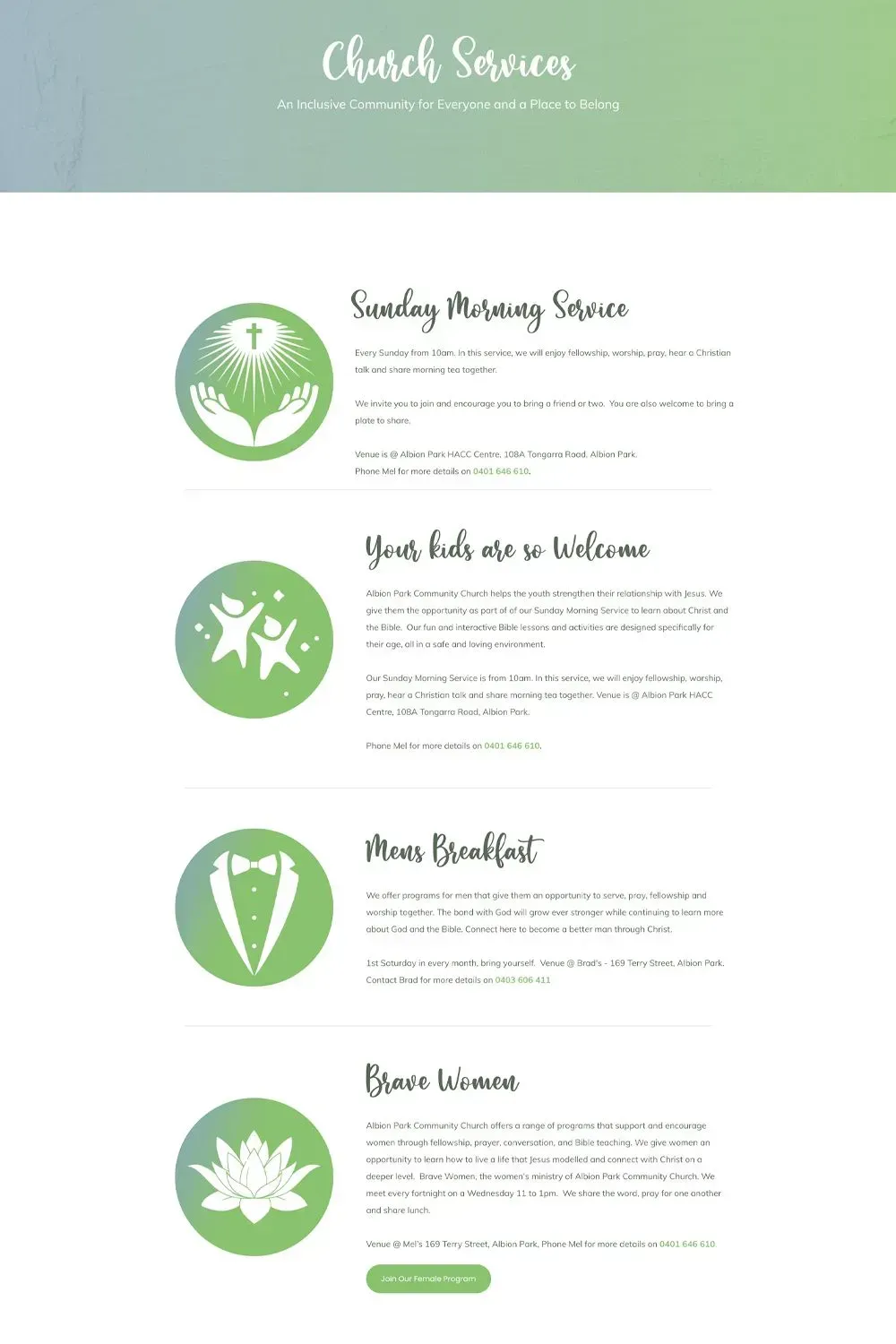 Albion Park Community Church internal page preview #2