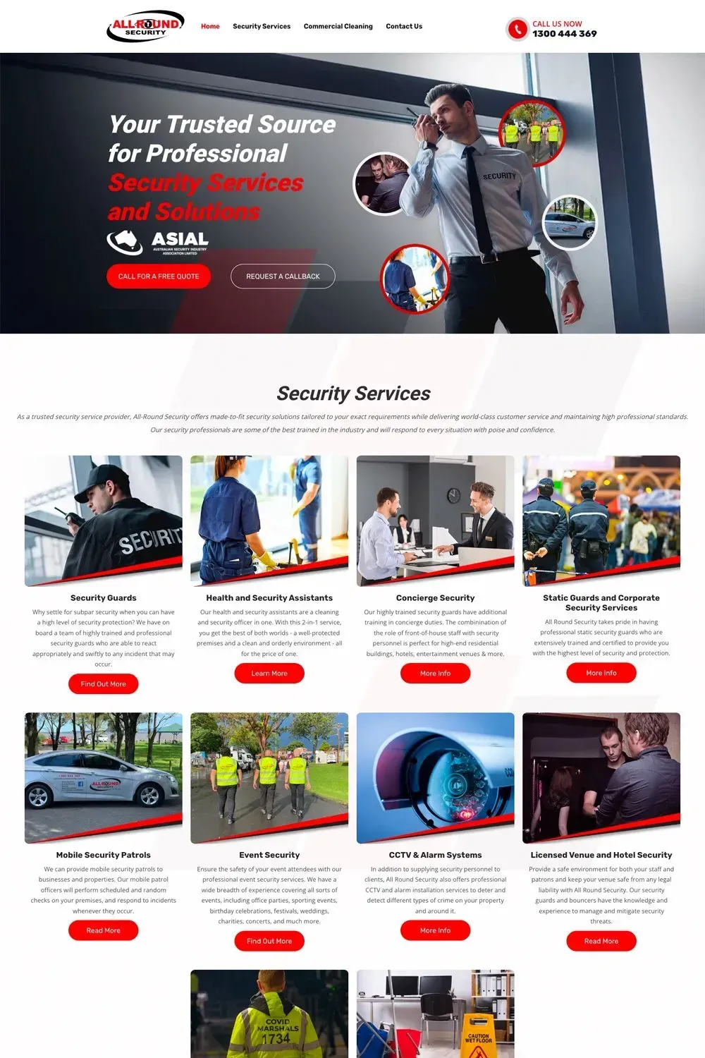 All Round Security home page preview