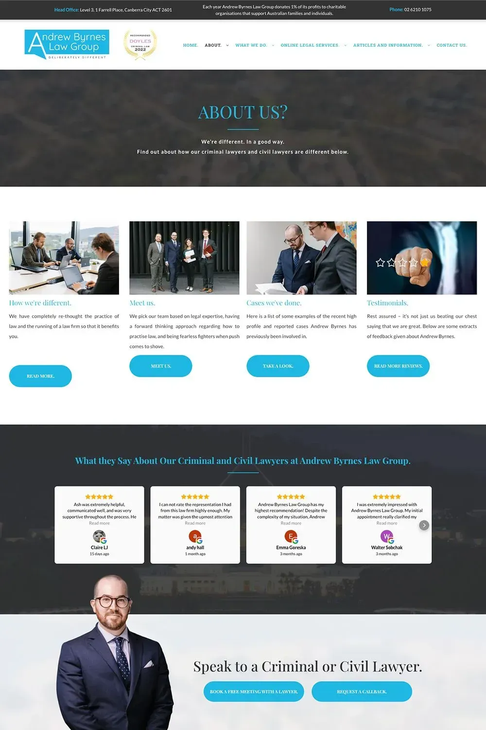 Andrew Byrnes Law Group about us page preview