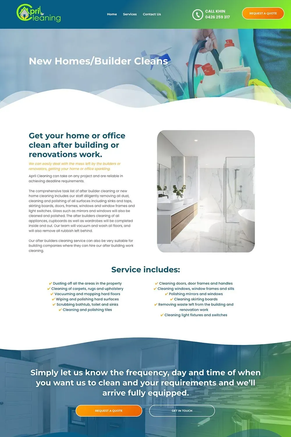 April Cleaning service page preview