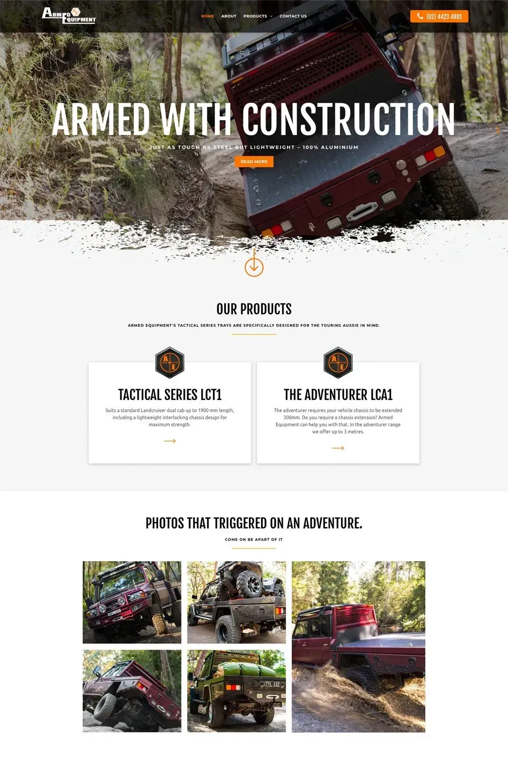Armed Equipment home page preview