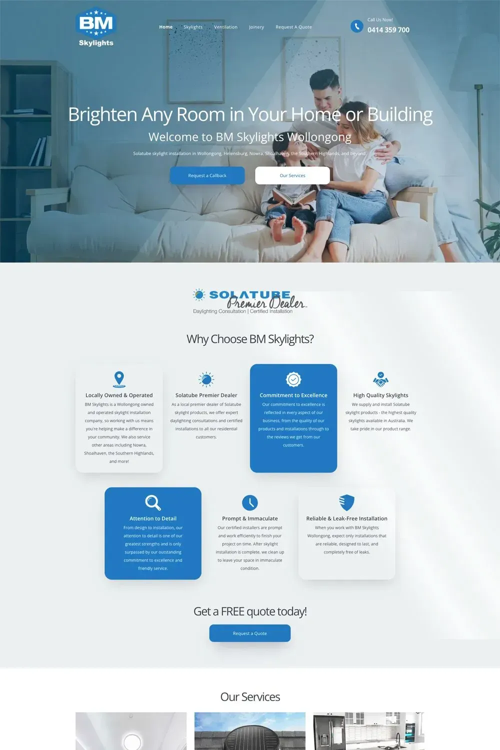 BM Skylights home page preview