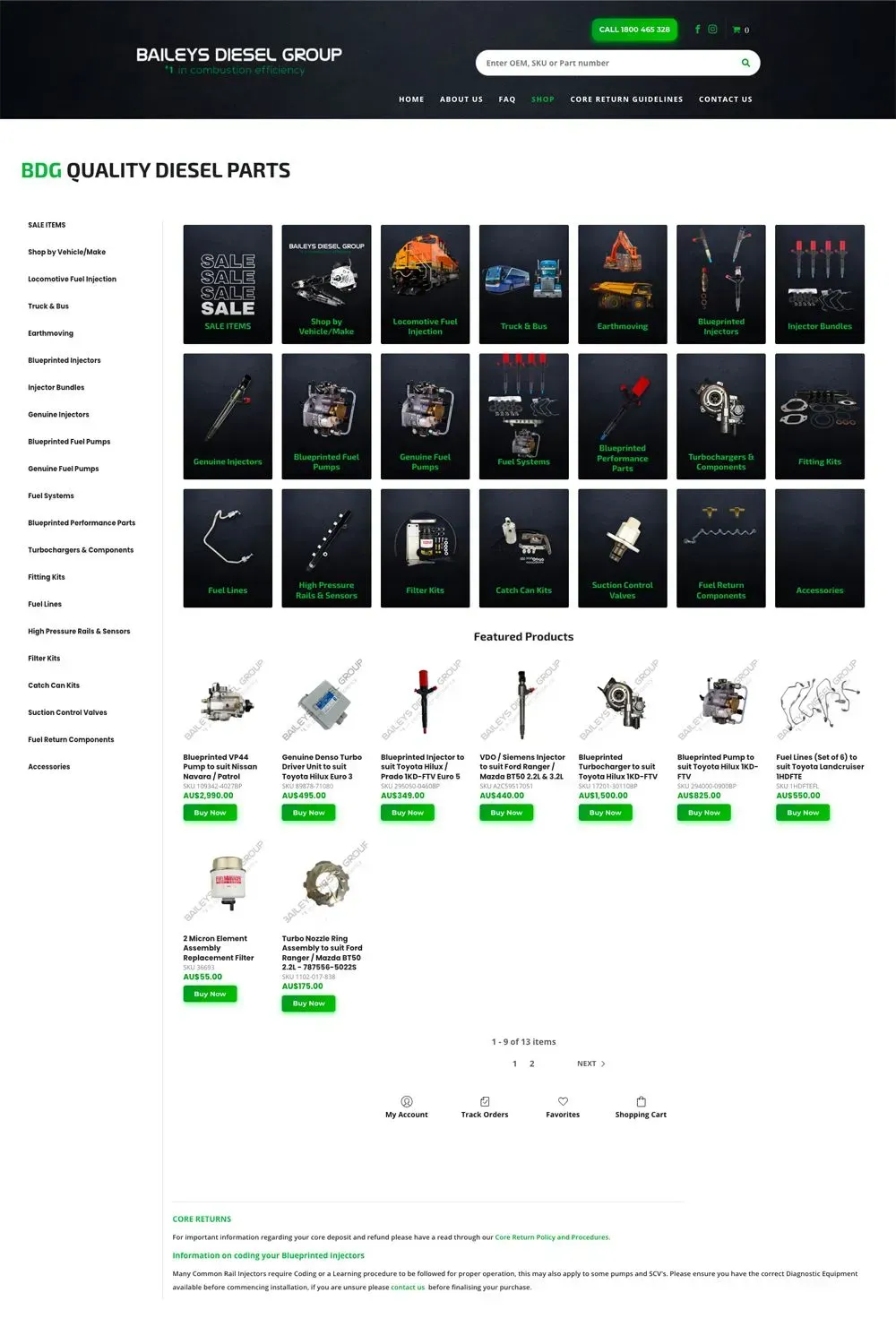 Baileys Diesel Group shop page preview