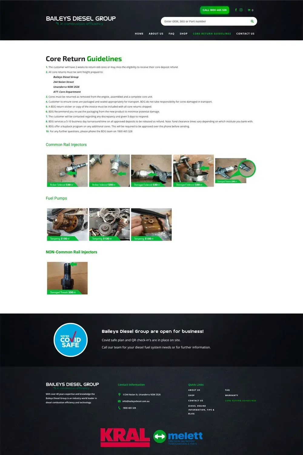 Baileys Diesel Group internal page preview