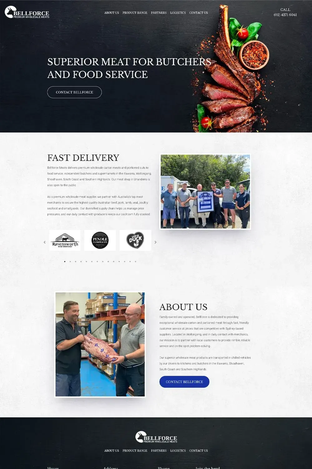Bellforce Meats home page preview