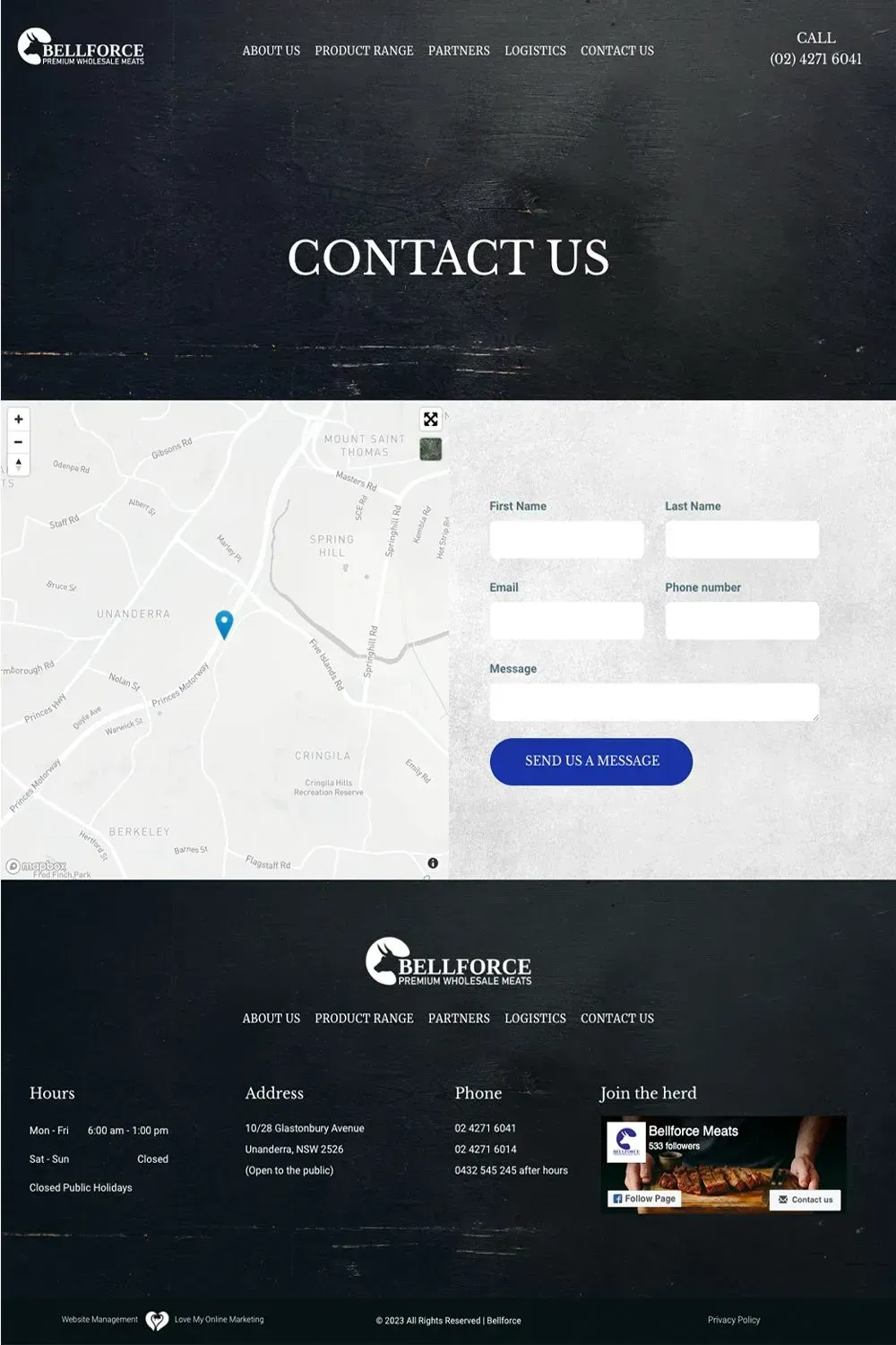 Bellforce Meats contact us page