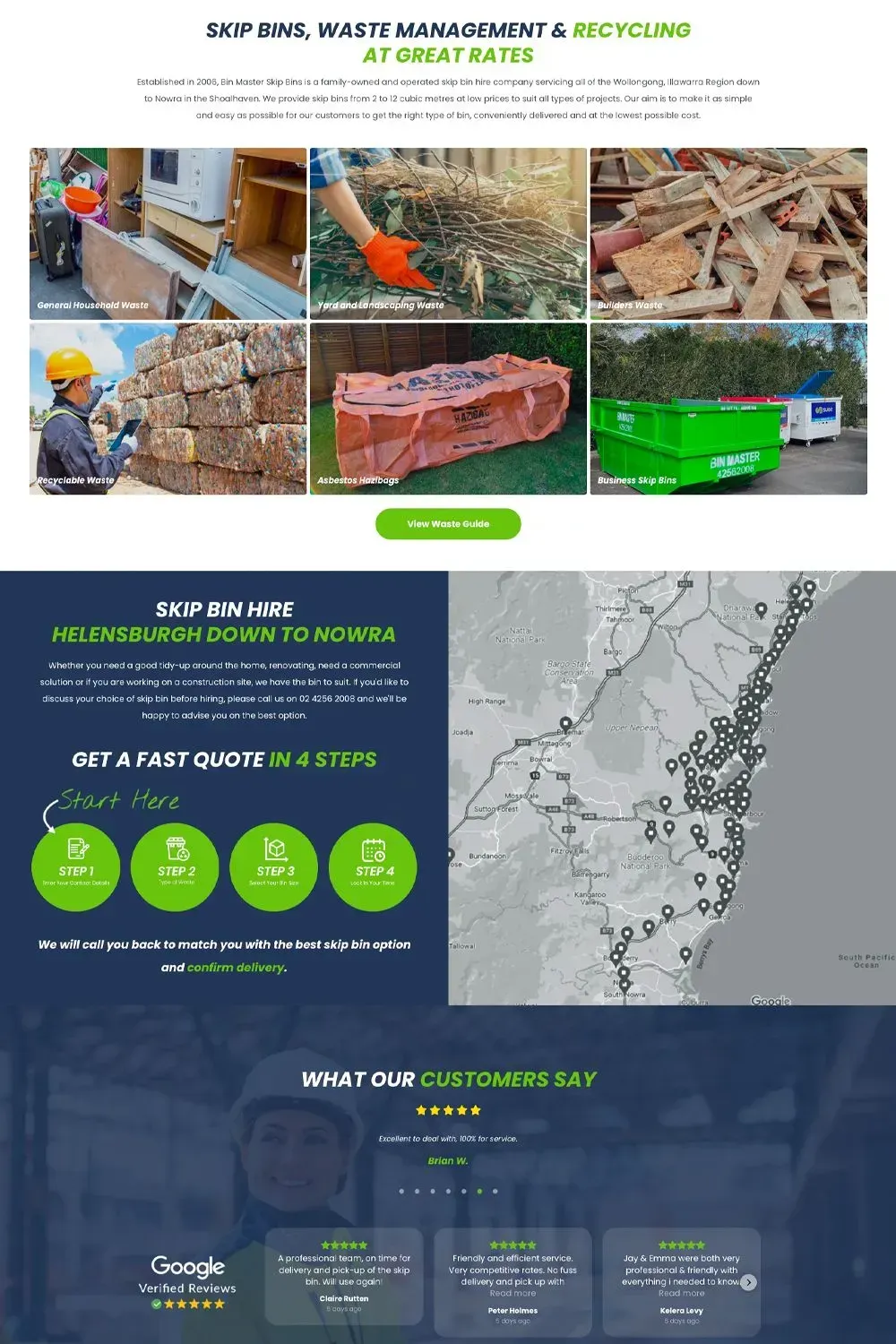 Bin Master Skip Bins home page preview #2