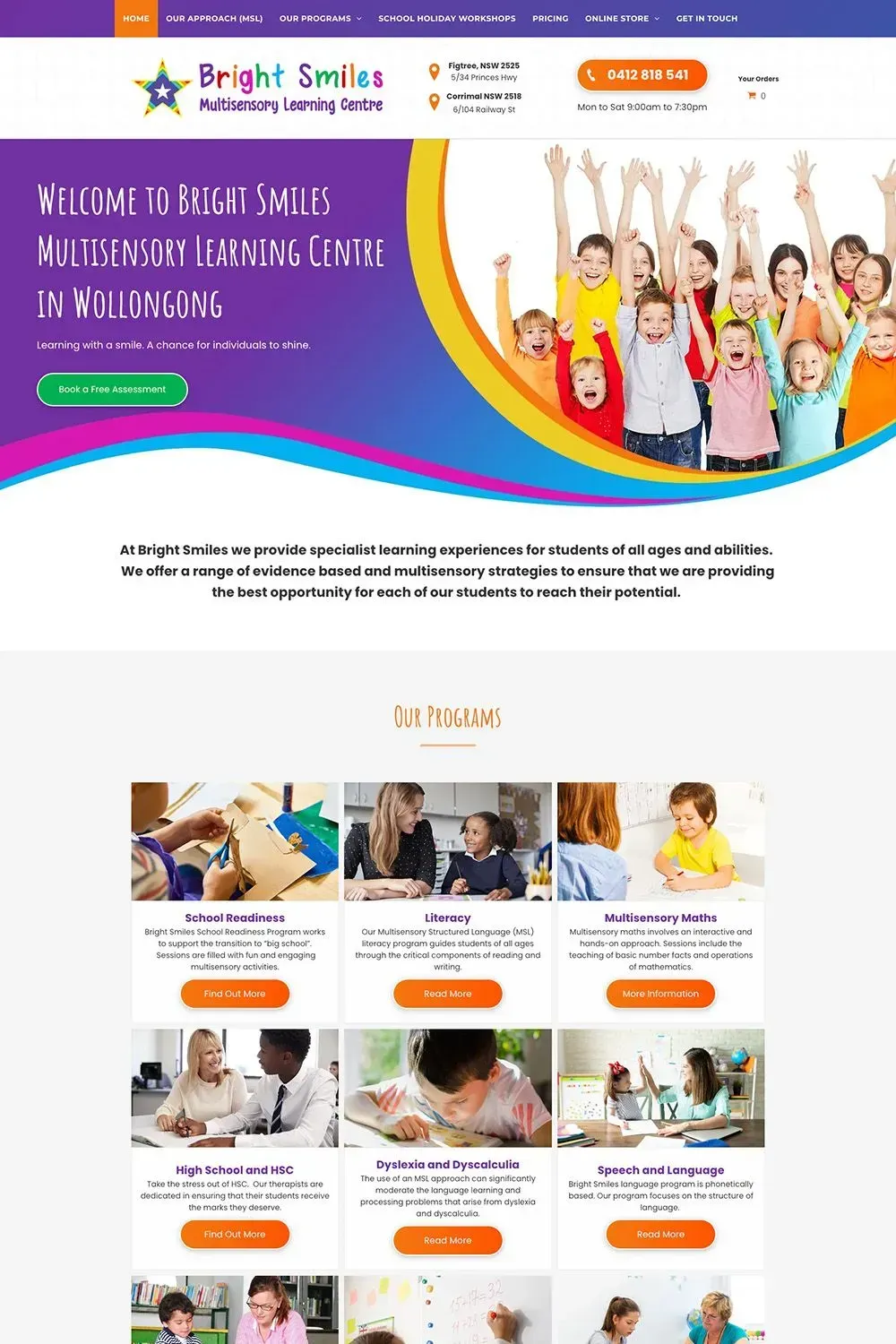 Bright Smiles home page website preview