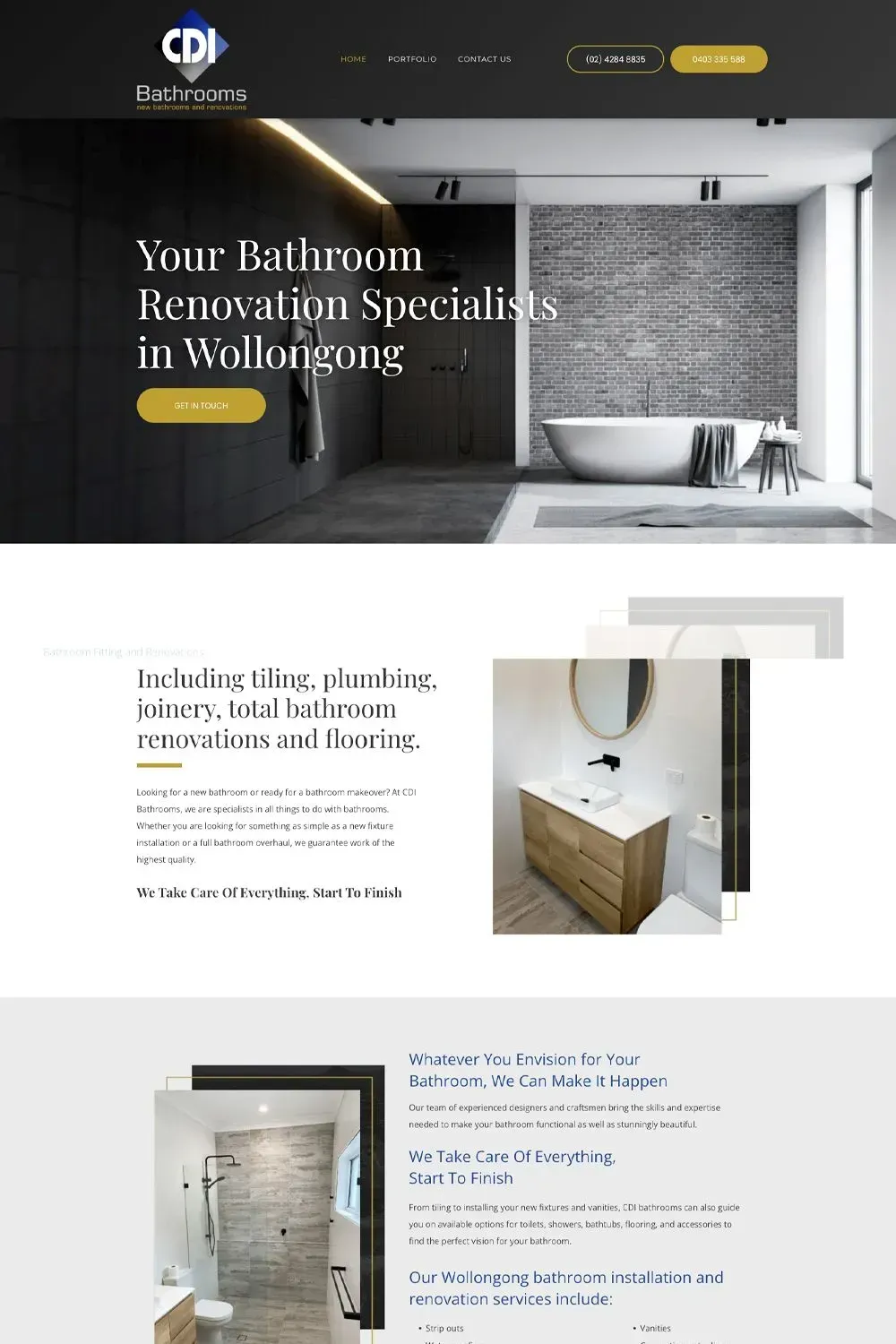 CDI Bathrooms home page preview