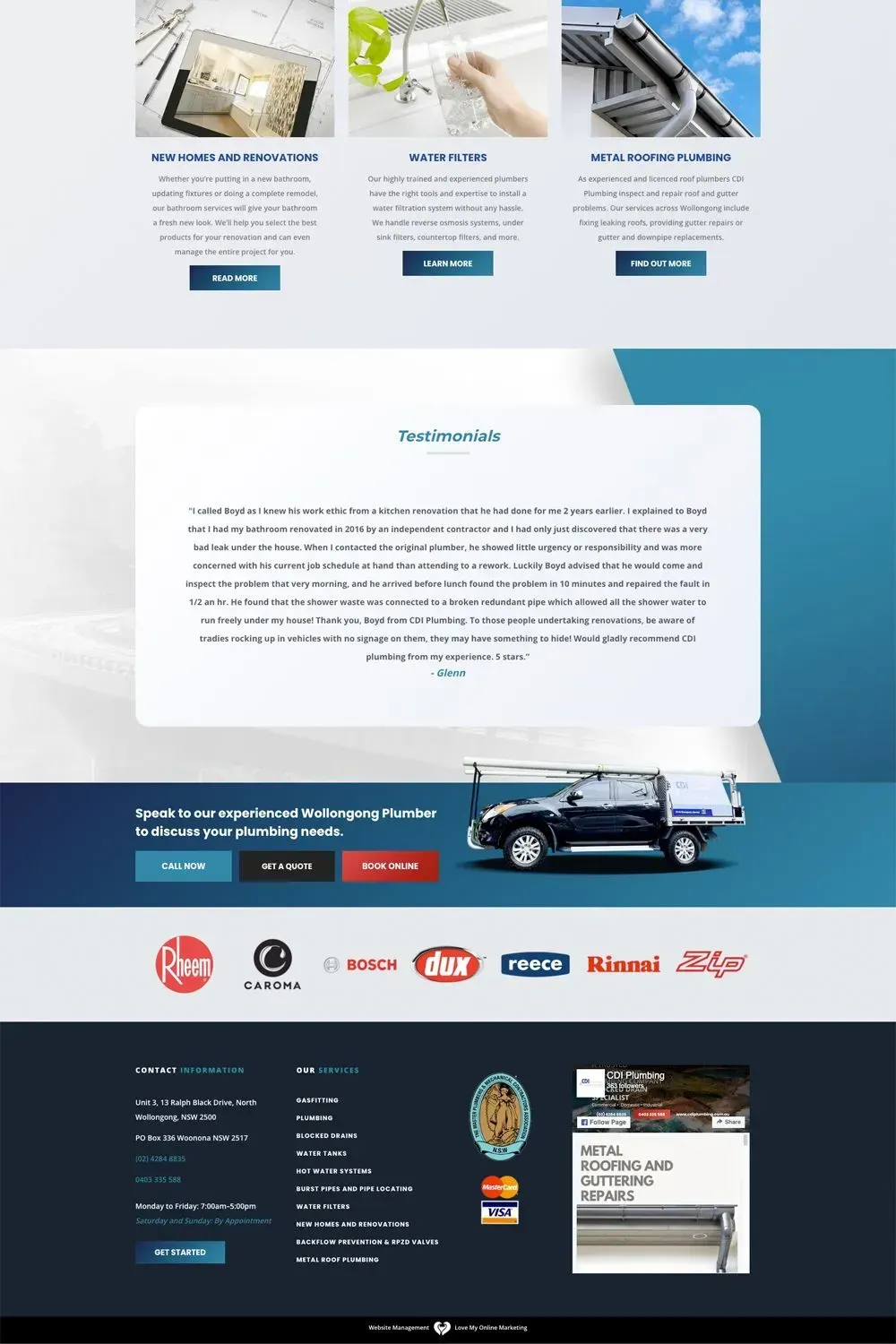 CDI Plumbing home page website preview #2