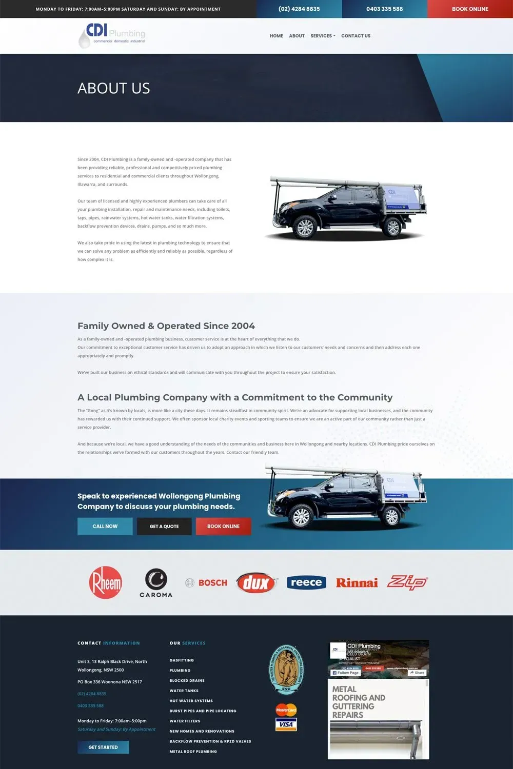 CDI Plumbing internal page website preview #1
