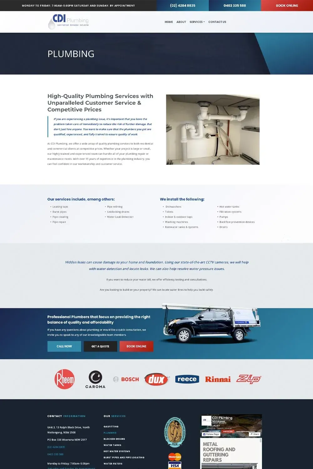 CDI Plumbing internal page website preview #2