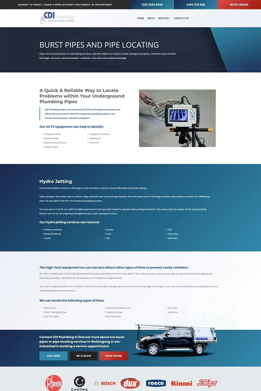 CDI Plumbing internal page website preview #3
