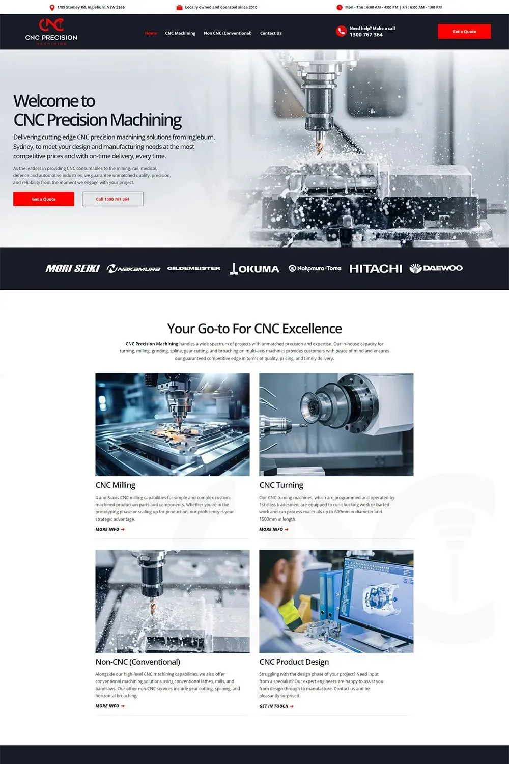 CNC Precision Machining home page preview
