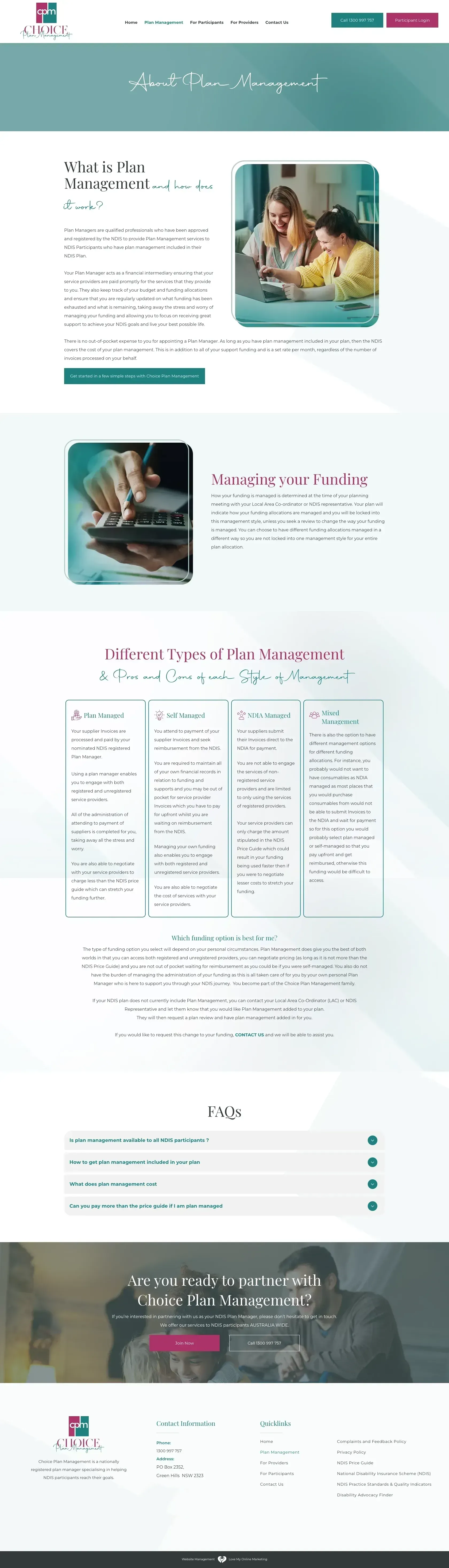Choice Plan Management internal page preview