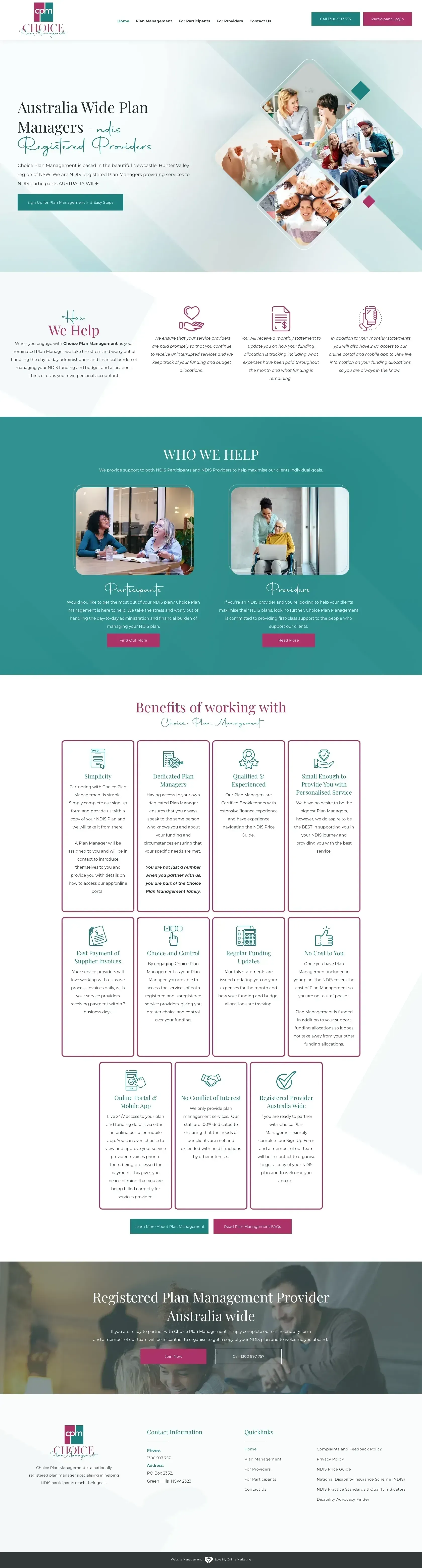 Choice Plan Management home page preview