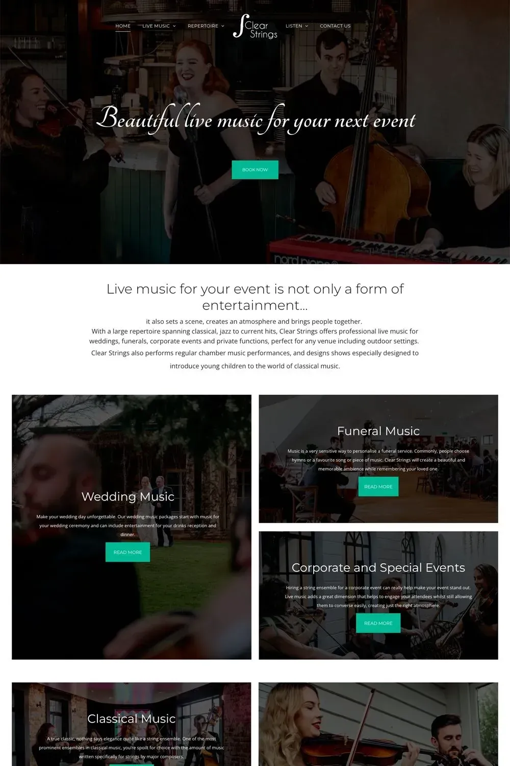Clear Strings home page preview