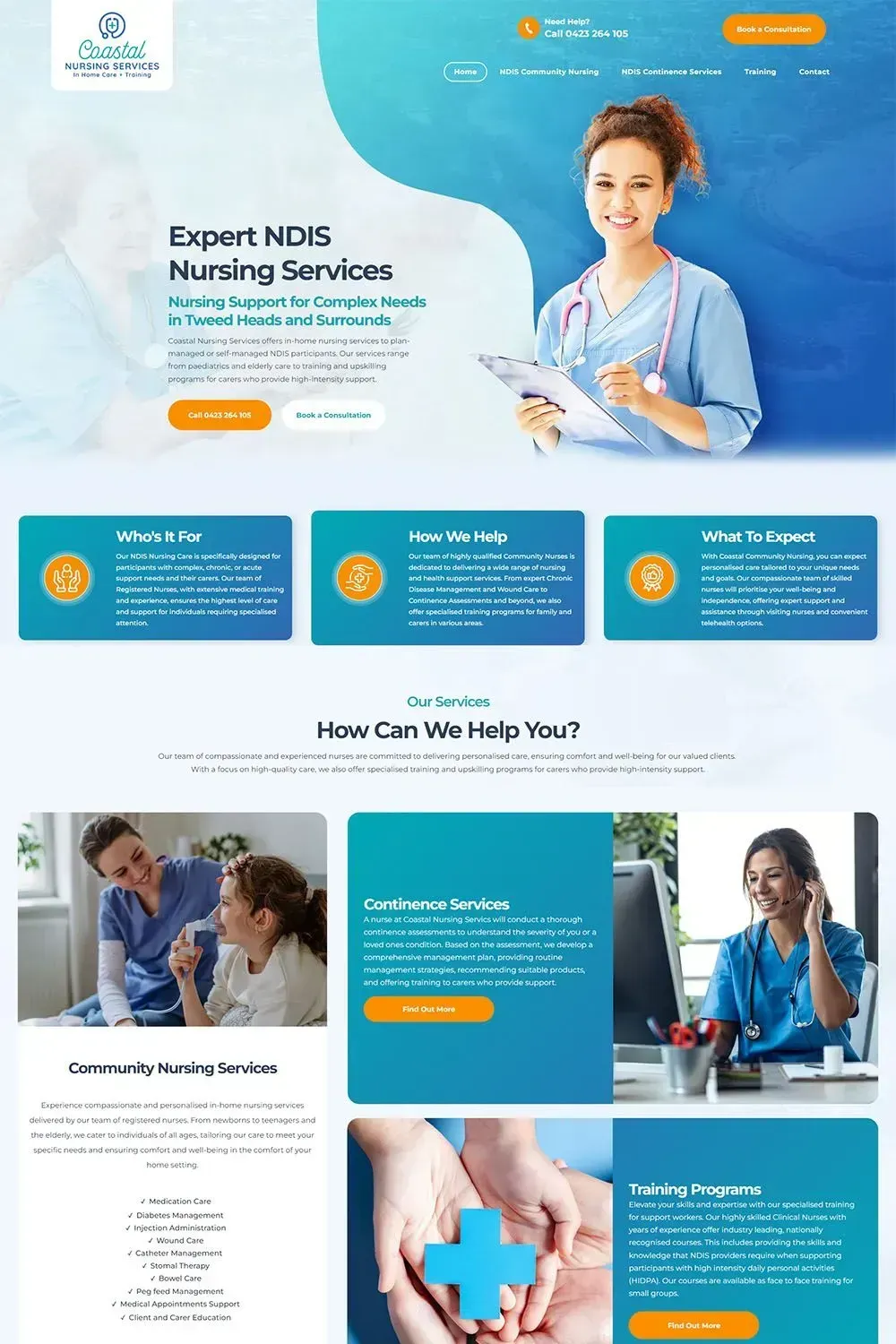 Coastal Nursing Services home page preview