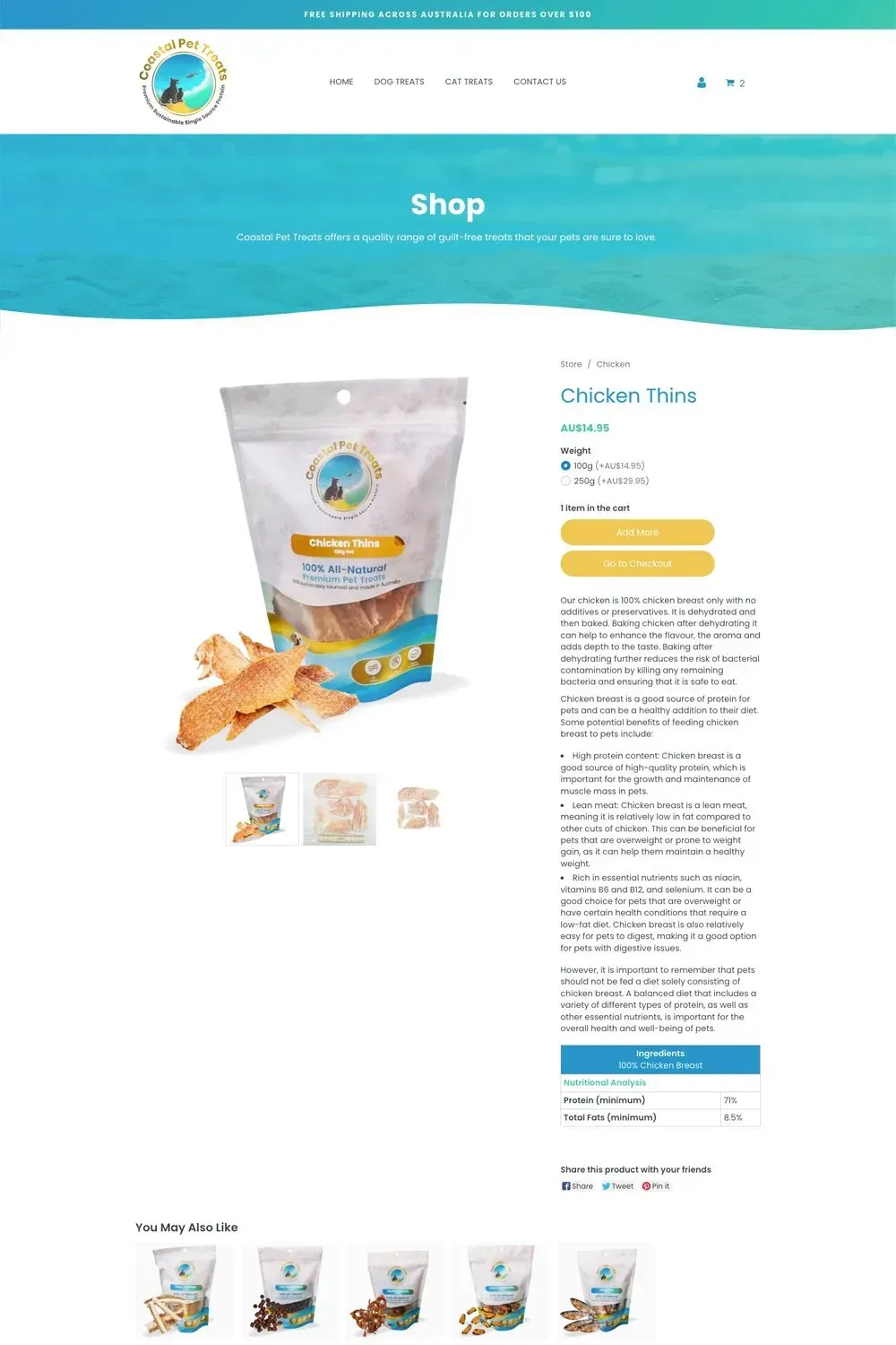 Coastal Pet Treats product page preview