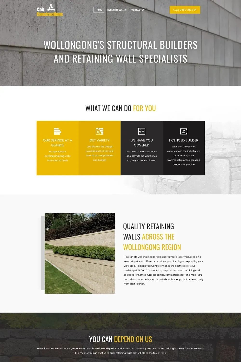 Cob Constructions home page preview