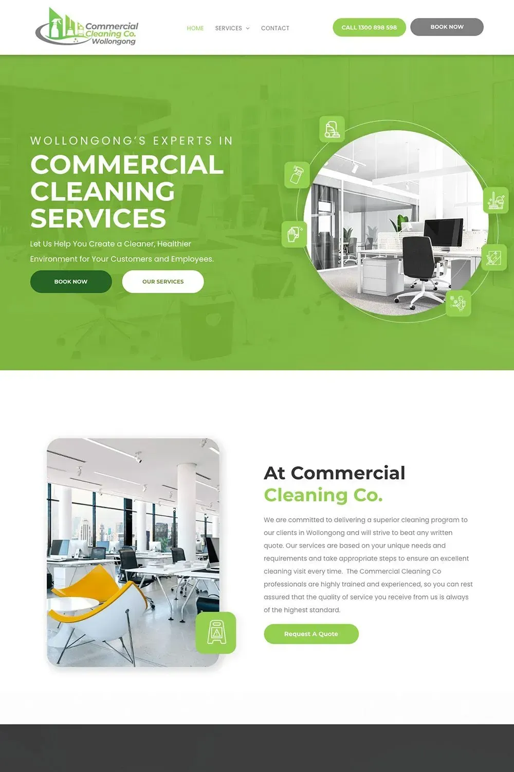 Commercial Cleaning Co home page preview