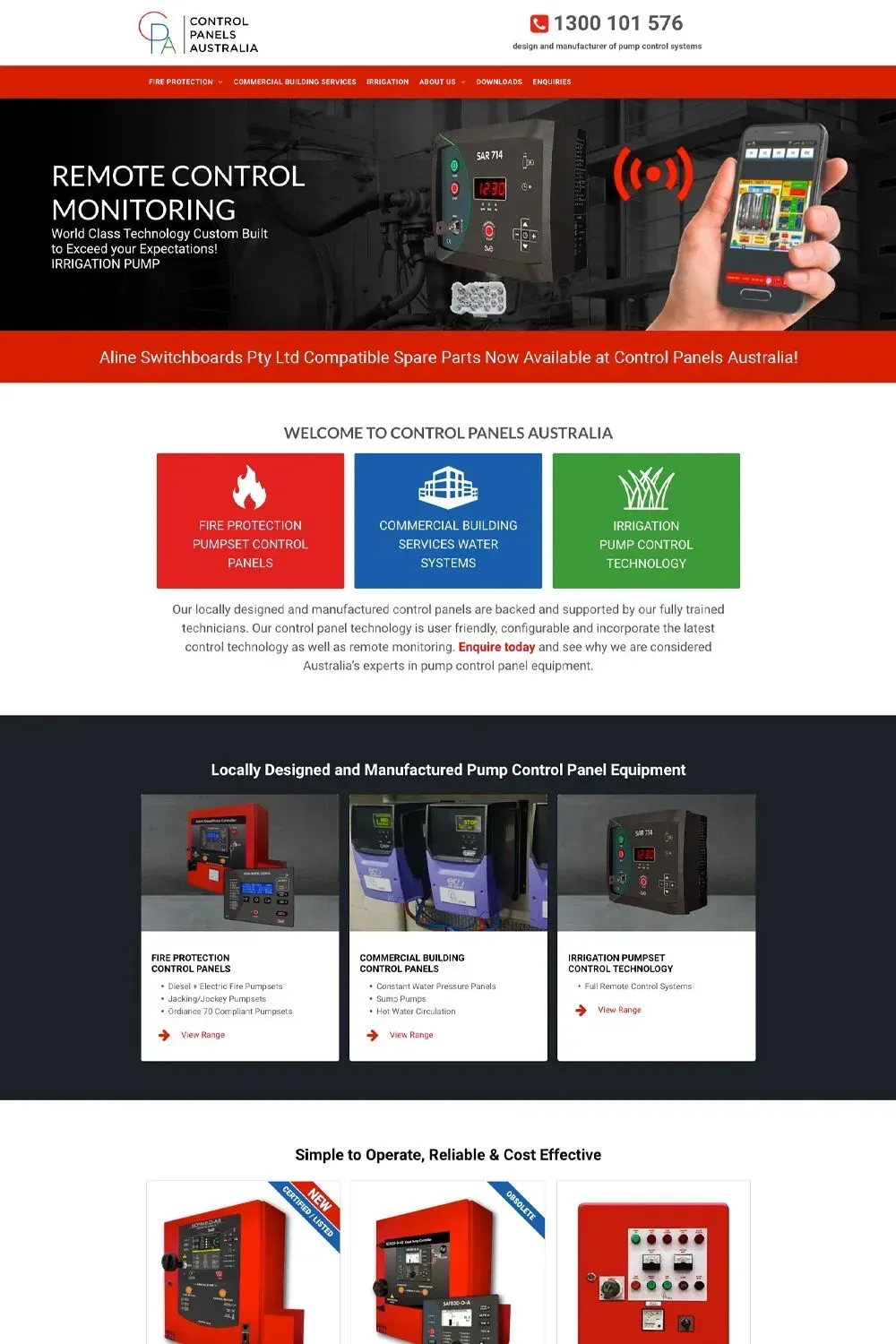 Control Panels Australia website preview - home page