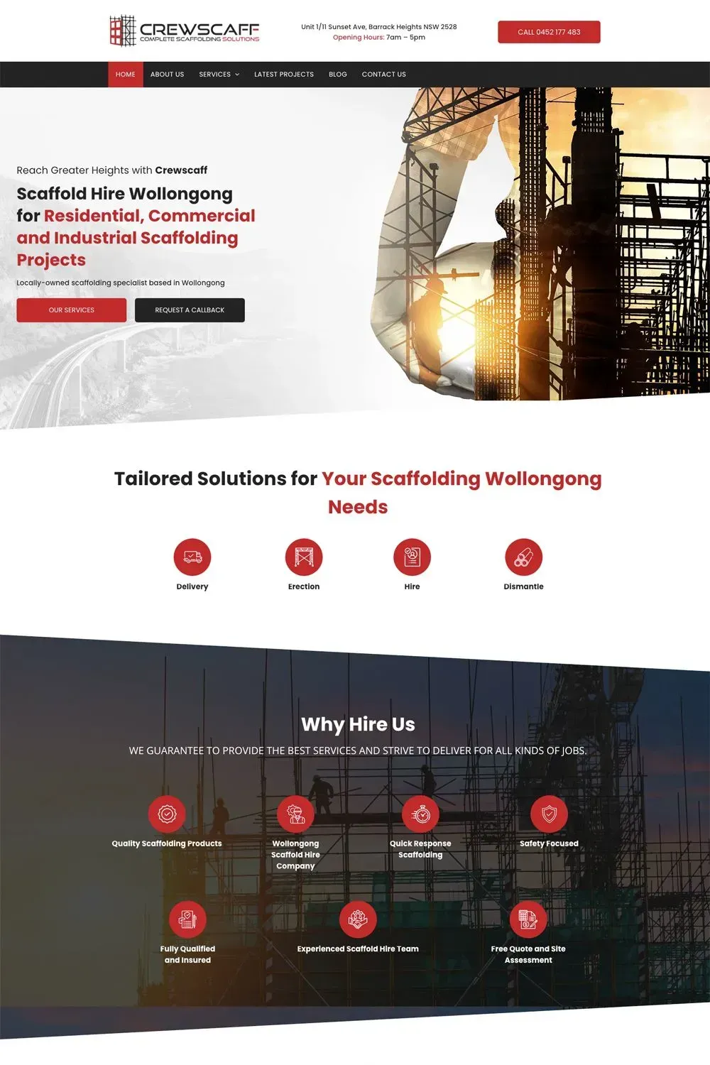 Crewscaff home page website preview