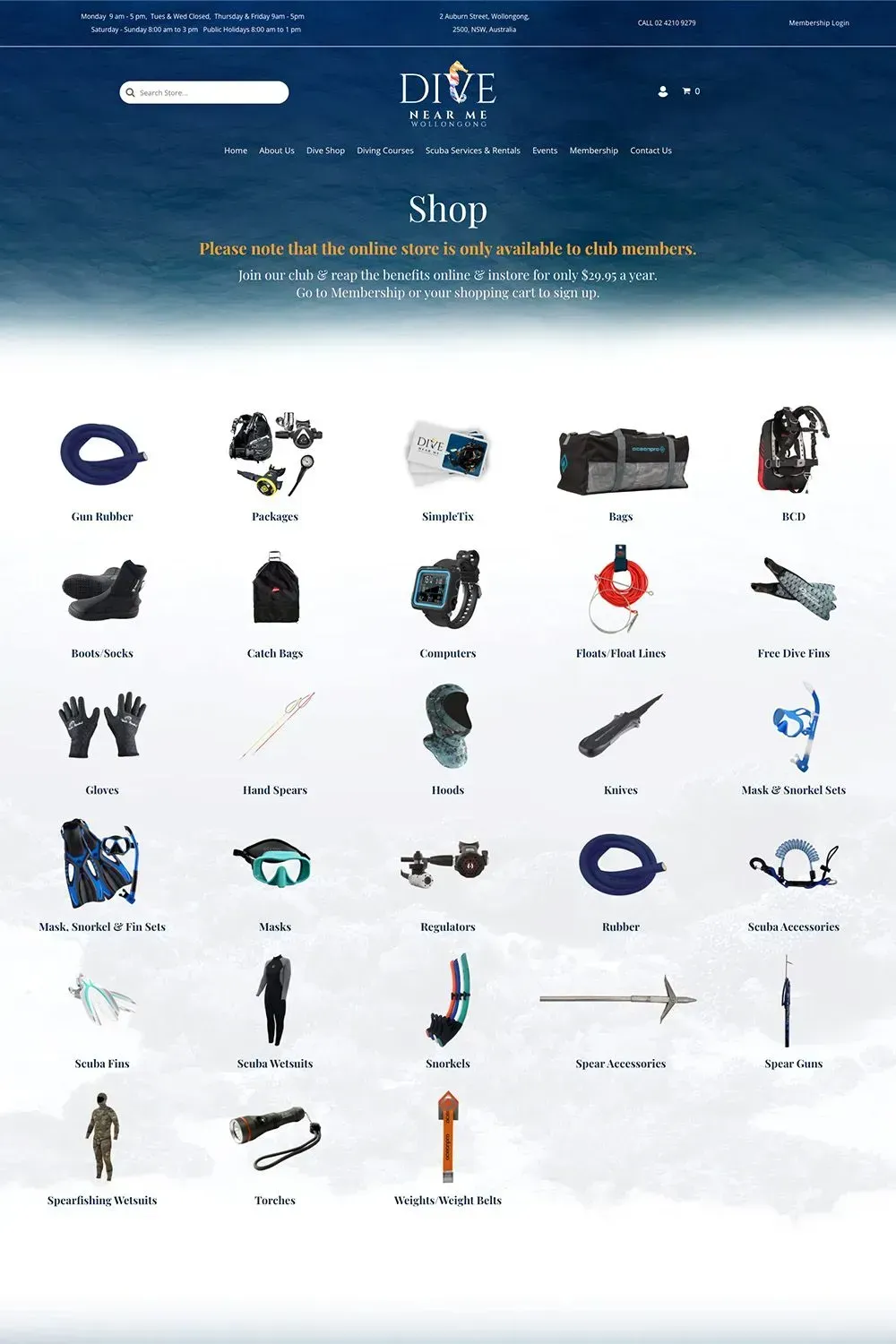 Dive Near Me shop page preview