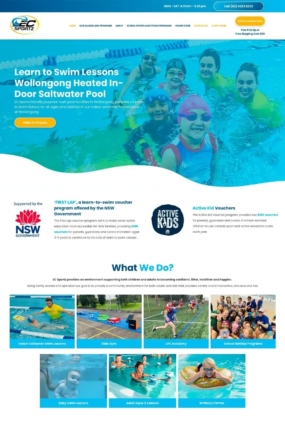 EC Sportz home page preview