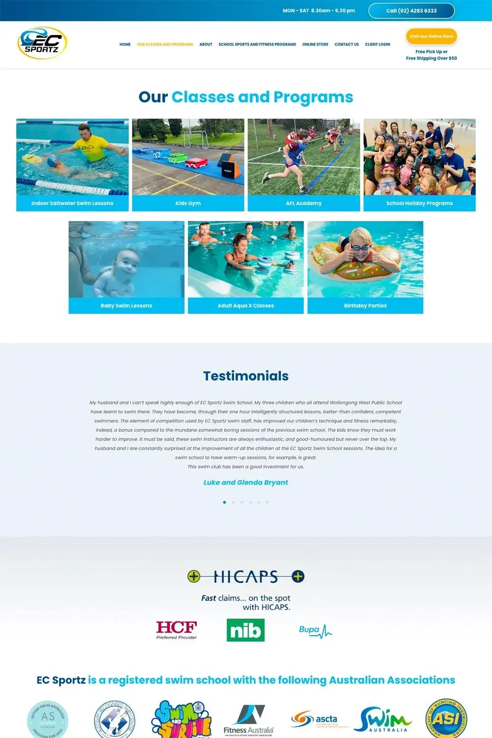 EC Sportz service page preview