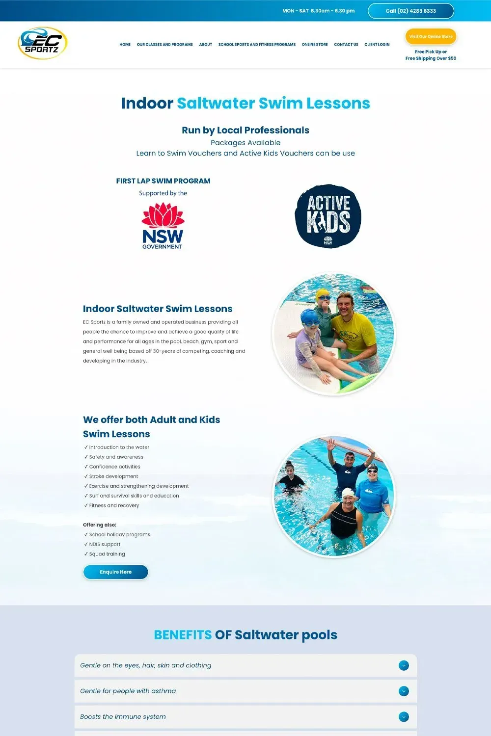 EC Sportz internal page preview