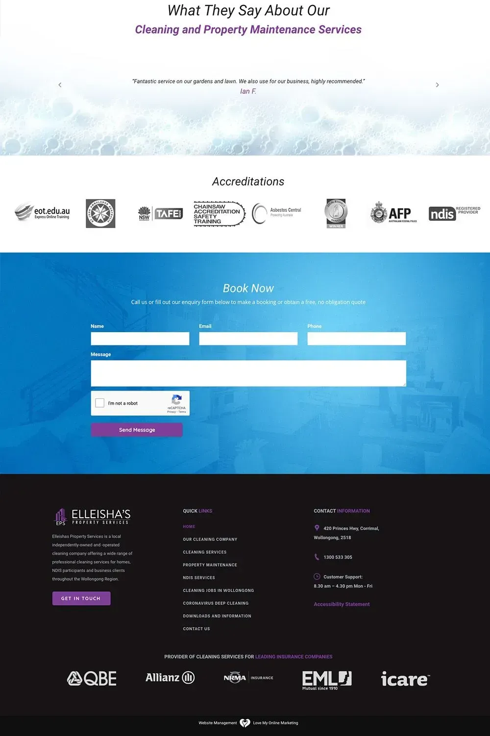 Elleisha's Property Services home page preview #3