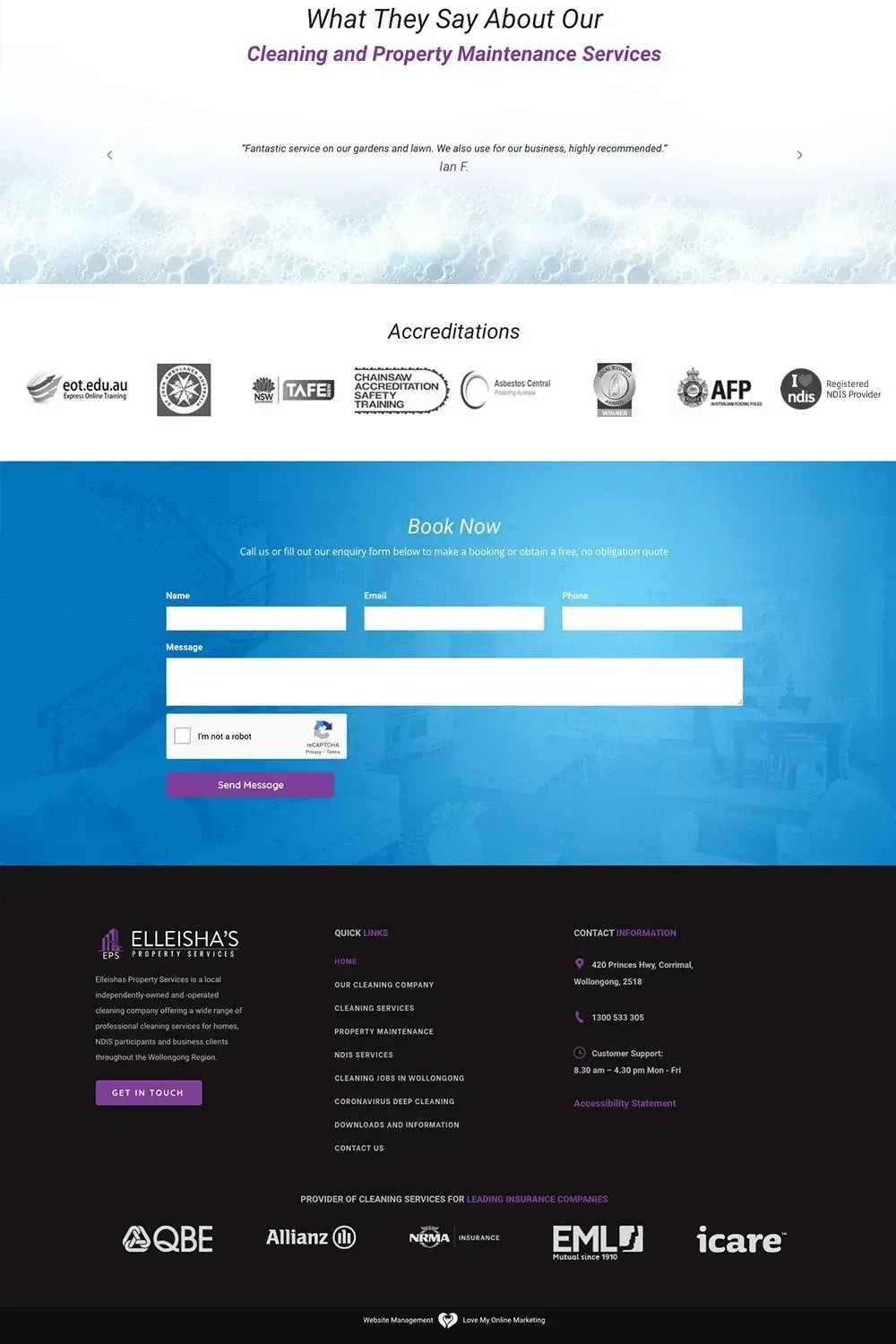 Elleisha's Property Services home page preview #3