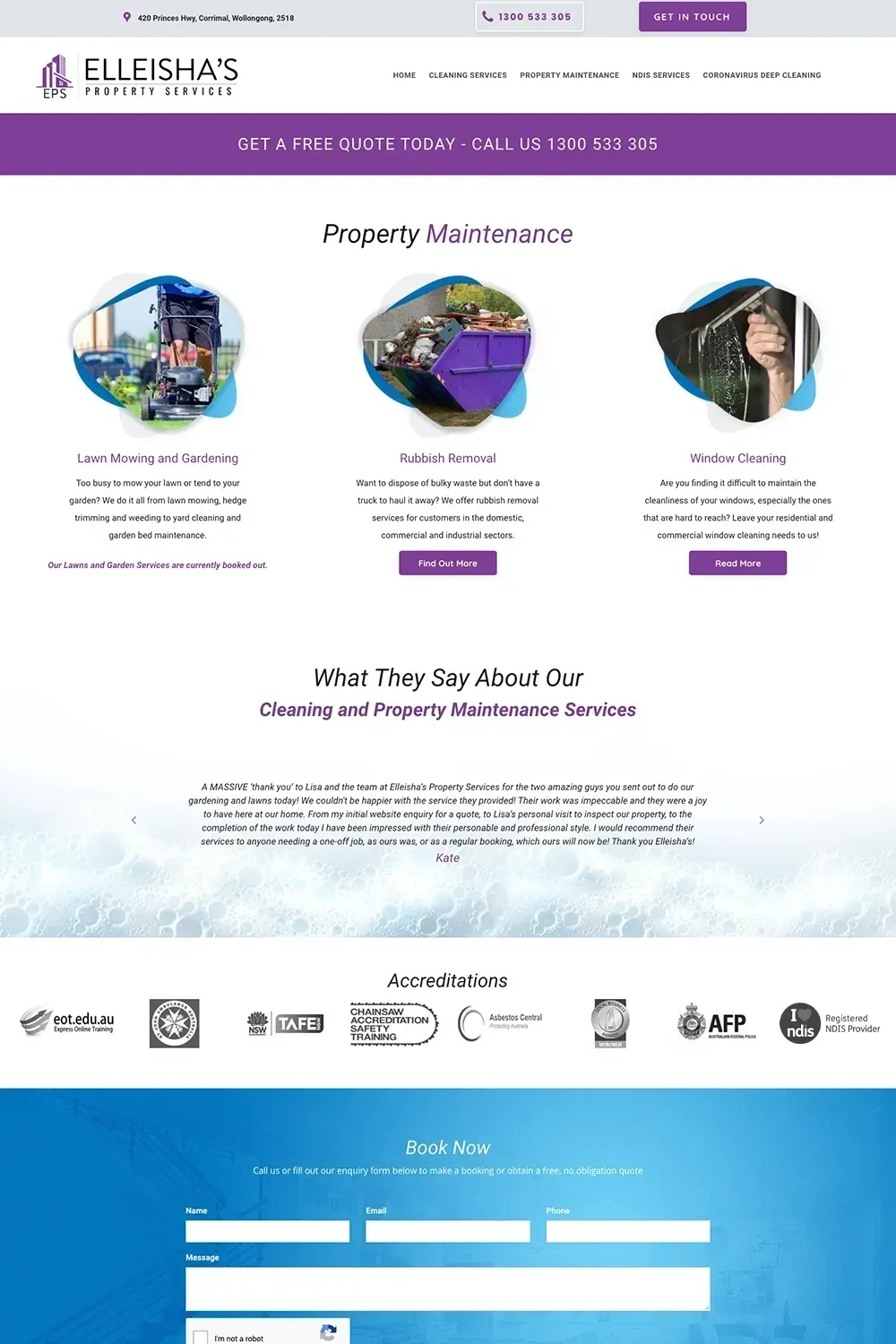 Elleisha's Property Services service page preview