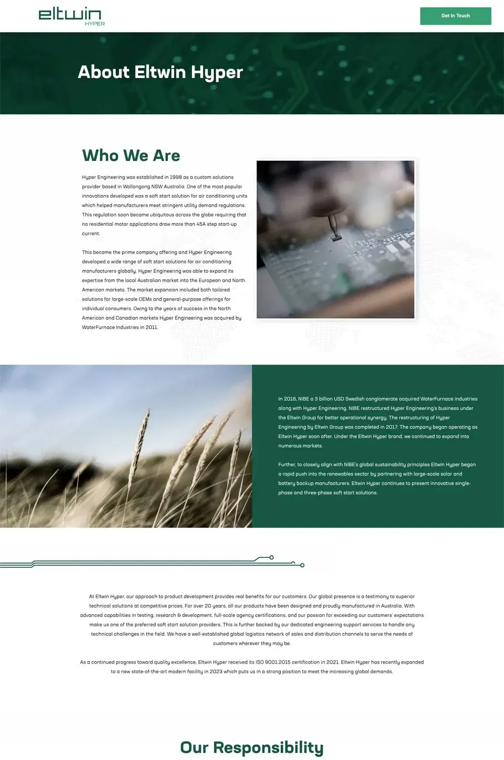 Eltwin Hyper about us page preview