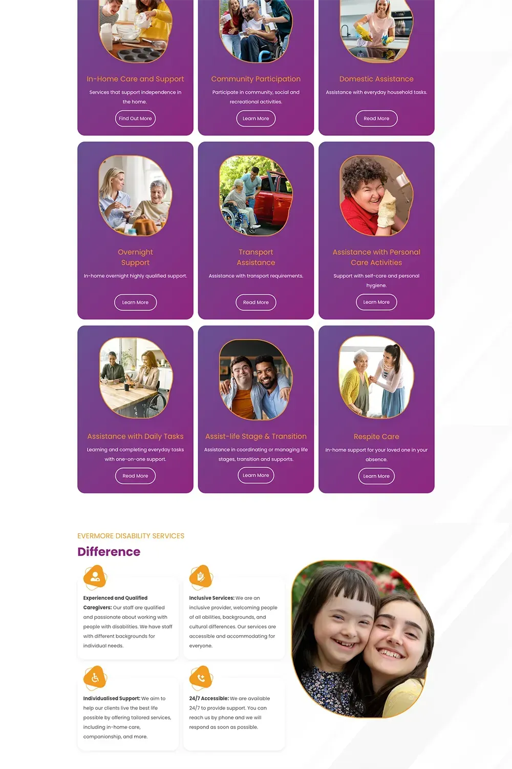 Evermore Disability Services home page website preview #2