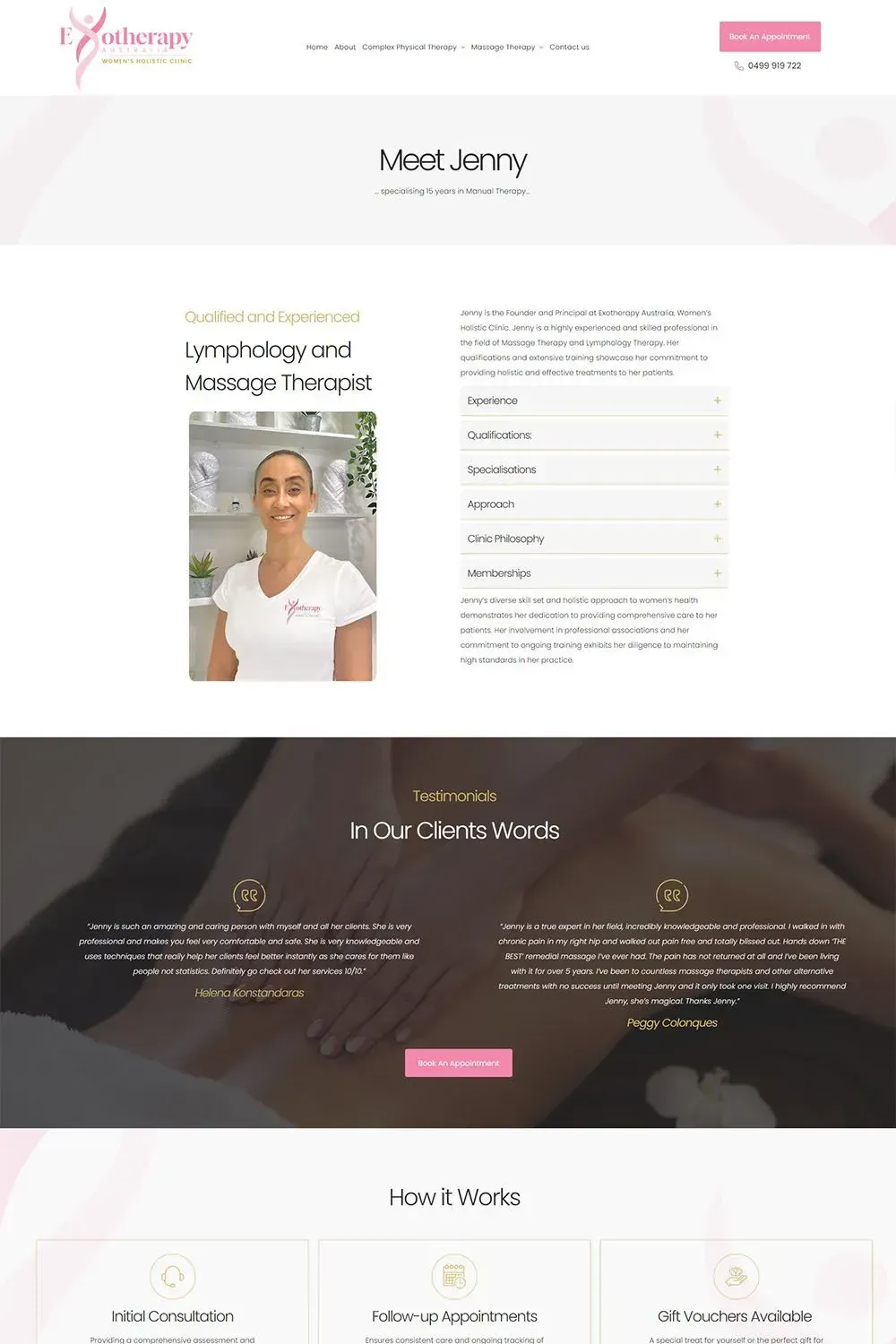 Exotherapy Australia internal page preview