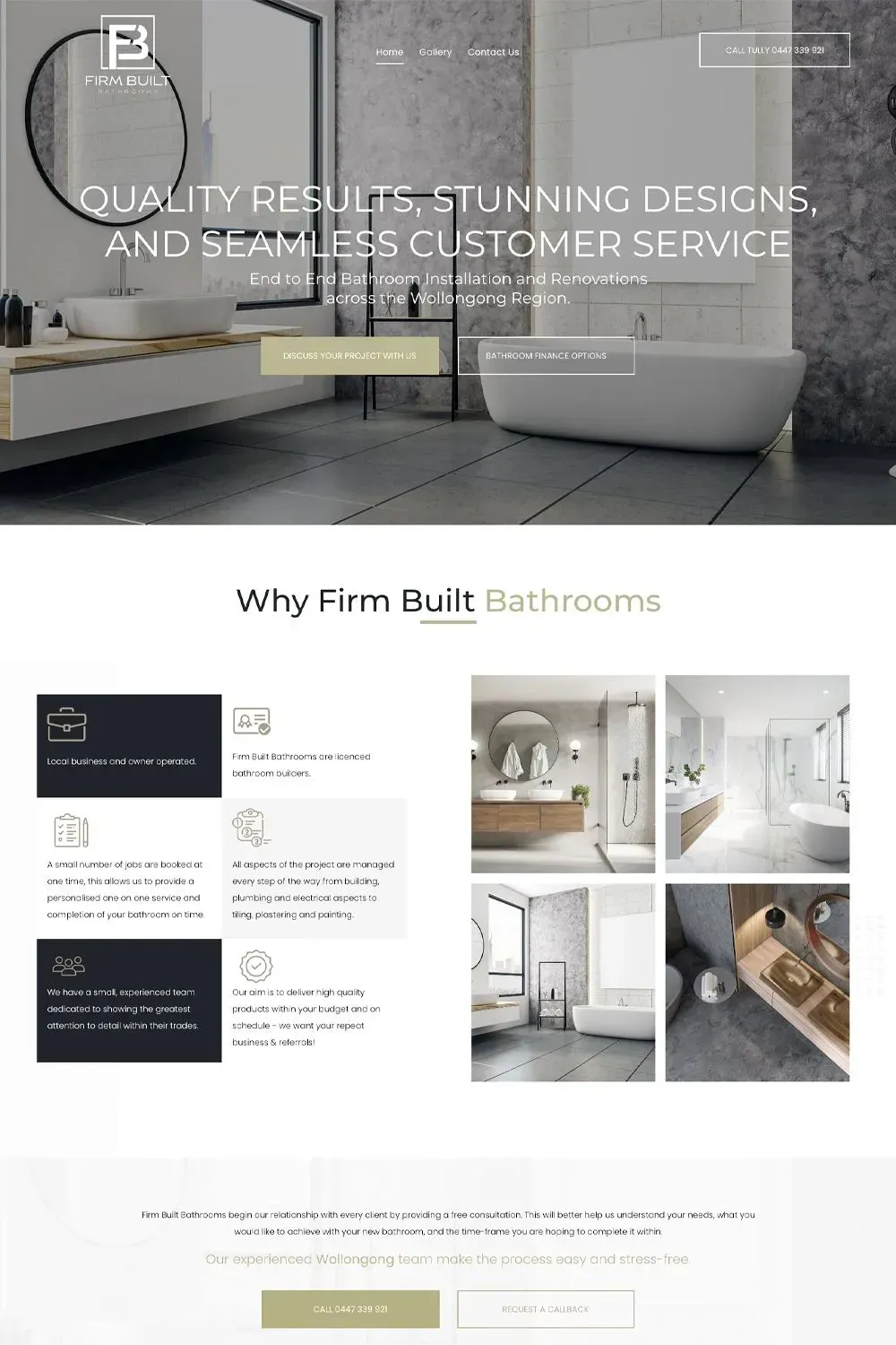 Firm Built Bathrooms home page preview