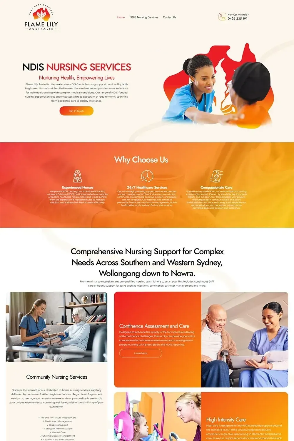 Flame Lily home page preview