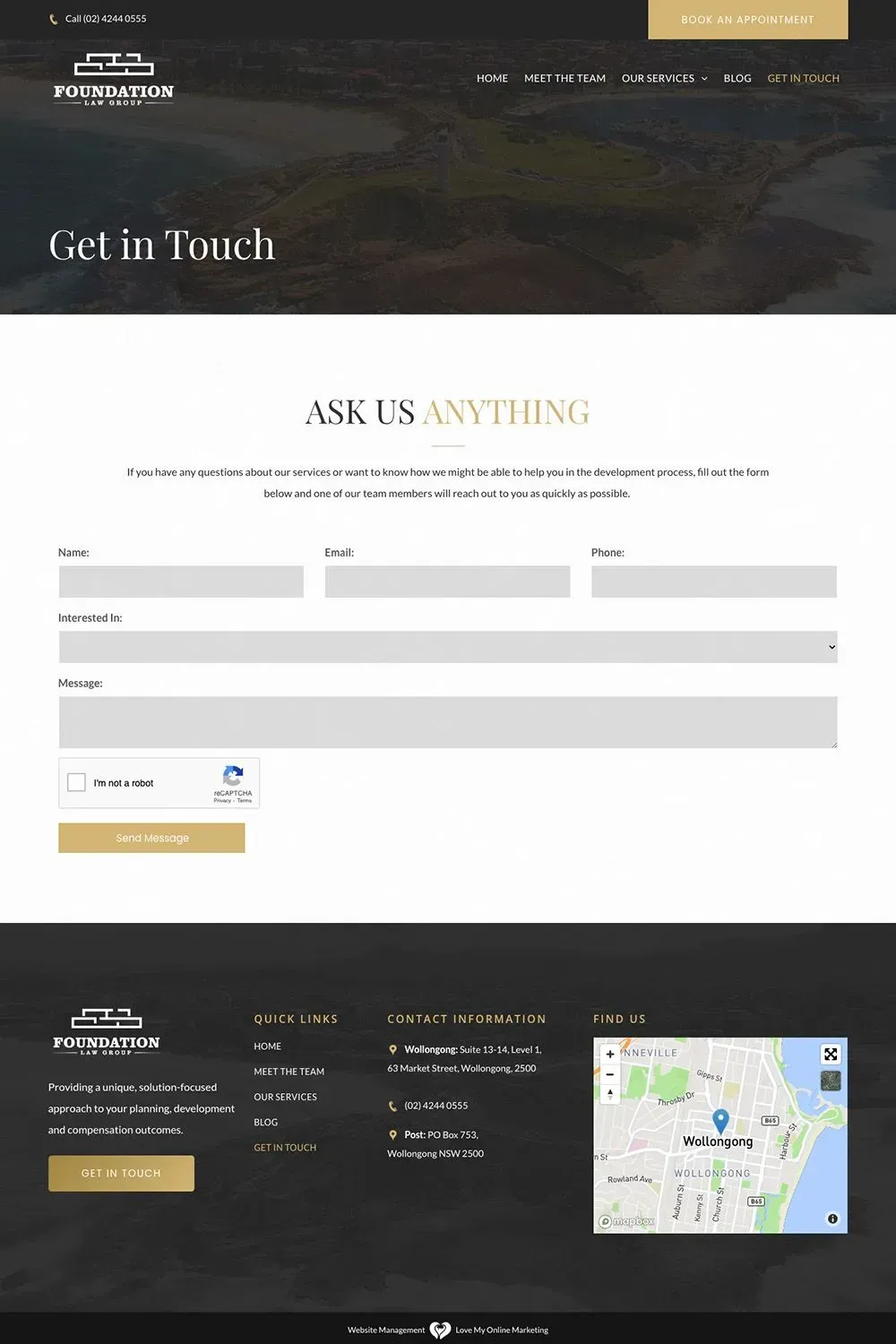 Foundation Law Group contact us page preview